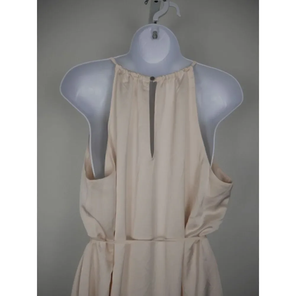 INC Women's Satin Crepe High Halter Neckline Waist Tie Midi Dress Size 16 - Picture 6 of 13